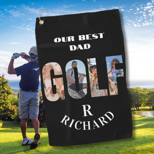 Toalla De Golf Mejor papá 4 fotos monograma nombre 