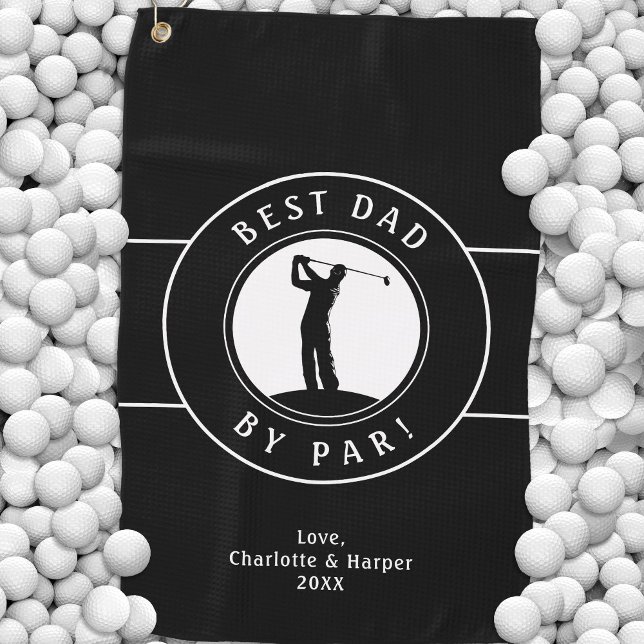 Toalla De Golf Mejor Papá De Par Elegant Deportivo Golfer Blanco  (Best Dad By Par Elegant Sports Golfer Black White Golf Towel)