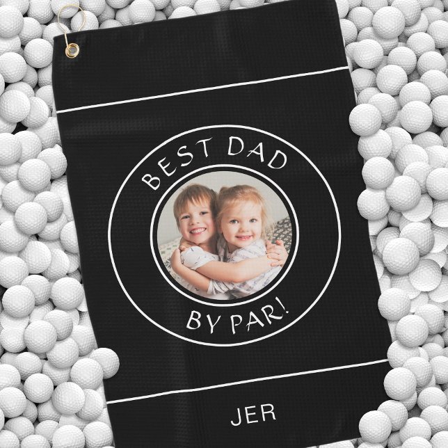Toalla De Golf Mejor Papá De Par Golfer Foto Regalo Cute Blanco N (Best Dad By Par Golfer Photo Gift Cute Black White Golf Towel)