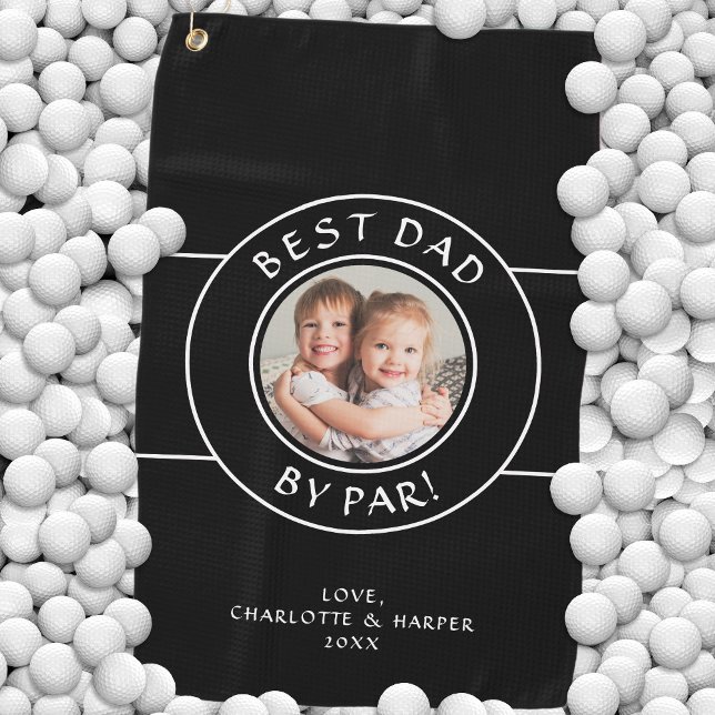 Toalla De Golf Mejor Papá De Par Golfer Foto Regalo De Diversión  (Best Dad By Par Golfer Photo Fun Gift Black White Golf Towel)