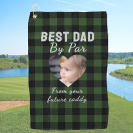 Toalla De Golf Mejor Papá Foto Personalizada de Niños Plaid Verde