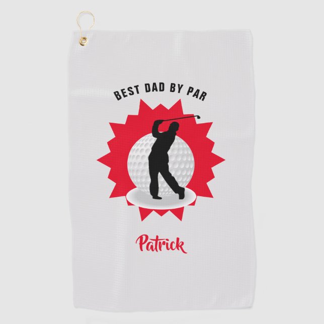 Toalla De Golf Mejor papá Golfer Pun personalizado (Anverso)