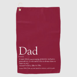 Toalla De Golf Mejor papá padre definición divertida burgundy