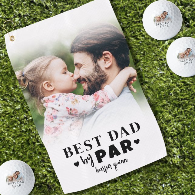 Toalla De Golf Mejor Papá Por El Día De Par Photo Fathers (Best Dad By Par Photo Fathers Day Golf Towel)