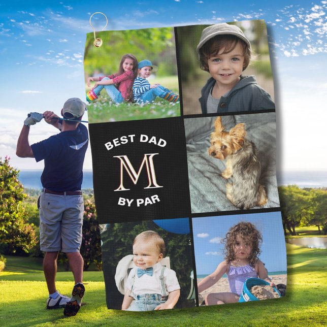 Toalla De Golf Mejor Papá Por Monograma Personalizado De Collage  (Subido por el creador)