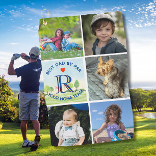 Toalla De Golf Mejor Papá Por Monograma Personalizado De Collage 