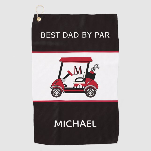 Toalla De Golf Mejor Papá por Monograma Personalizado de nombre d (Anverso)