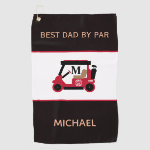 Toalla De Golf Mejor papá por nombre de monograma del carro de go