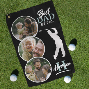 Toalla De Golf Mejor Papá Por Par Collage De Fotos Monograma