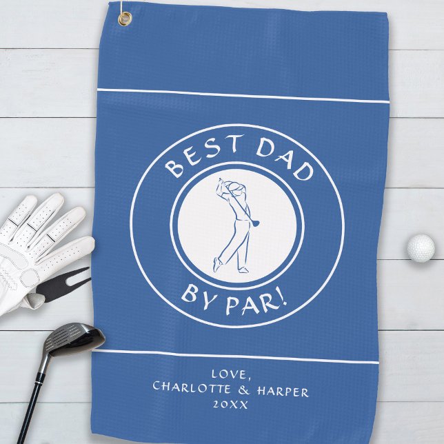 Toalla De Golf Mejor Papá Por Par | Golfer Humor Golf BlueCustom (Best Dad By Par | Golfer Humor Golf BlueCustom Golf Towel)