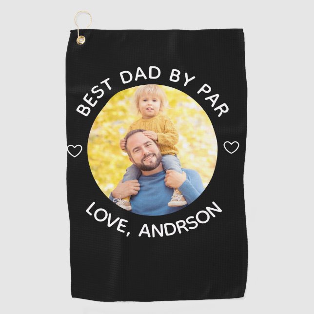 Toalla De Golf Mejor Papá Por Par Nombre Personalizado Foto Día d (Anverso)