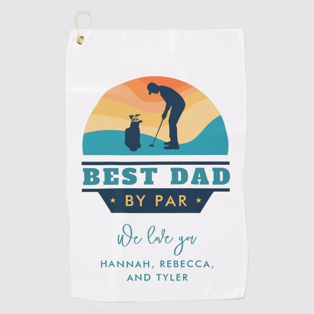 Toalla De Golf Mejor Papá Por Par Retro Personalizado De Lover Go (Anverso)
