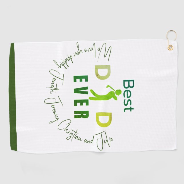 Toalla De Golf Mejor Papá Que Golfer Te Amamos Día De Los Padres (Horizontal)
