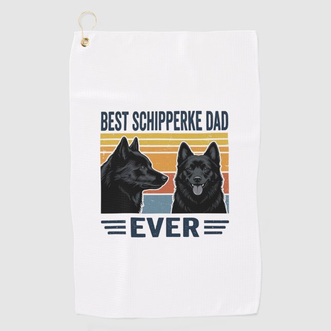 Toalla De Golf Mejor Papá Schipperke de Todos los Tiempos Diseño  (Anverso)