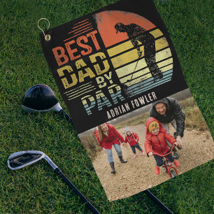 Toalla De Golf Mejor Papá Vintage Retro por Nombre Personalizado 