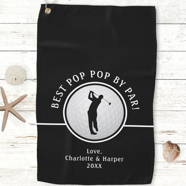 Toalla De Golf Mejor Pop De Par Golfer Masculino Negro Y Blanco D (Best Pop Pop By Par Golfer Male Black & White Fun Golf Towel)