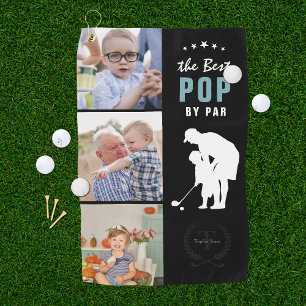 Toalla De Golf Mejor Pop por Par   Collage de fotos de monograma