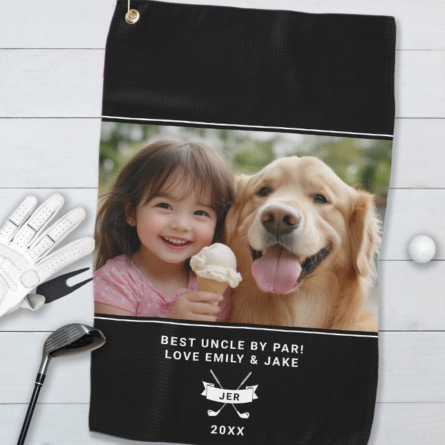 Toalla De Golf Mejor Tío De Par Photo Personalizado Funny Golfer (Best Uncle By Par Photo Personalized Funny Golfer Golf Towel)