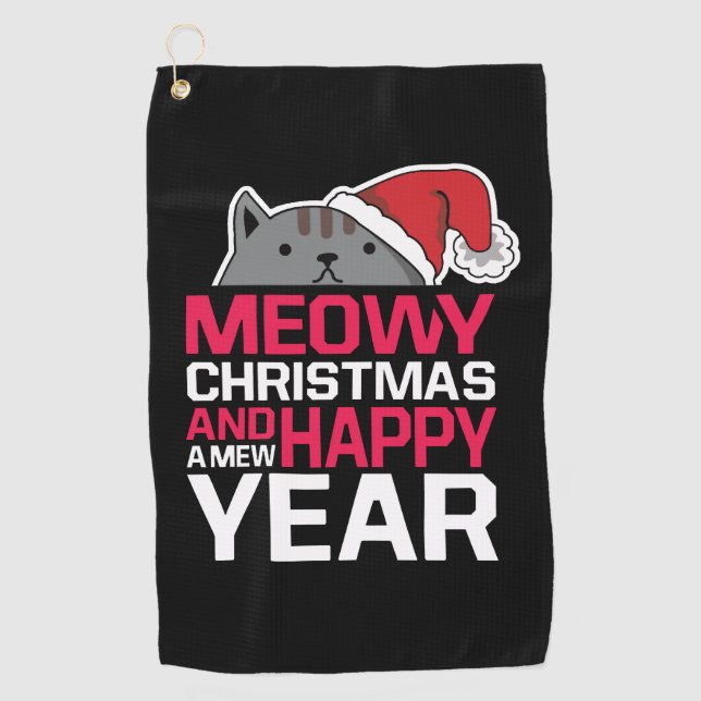 Toalla De Golf Meowy Navidades y Feliz Año Nuevo (Anverso)