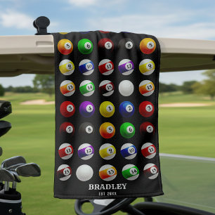 Toalla De Golf Mesa de billar Balas de billar Patrón negro