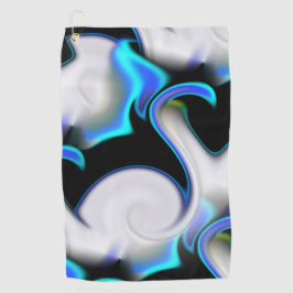 Toalla De Golf Mezcla suave con curvas de neón azul sobre la somb