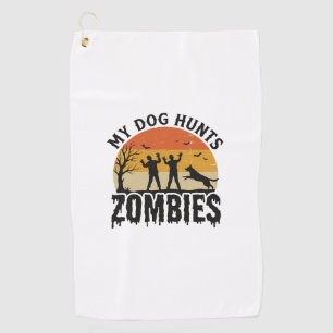 Toalla De Golf Mi perro caza zombies vintage Halloween arte de pe