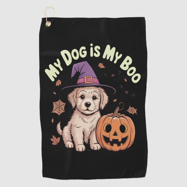 Toalla De Golf Mi perro es mi Boo Halloween (Anverso)
