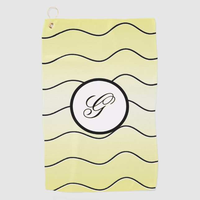 Toalla De Golf Minimalist Calligraphy Initial Subdued Yellow (Anverso)