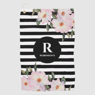 Toalla De Golf Moda acuarela moderna Rasas rosas rosadas Monogram