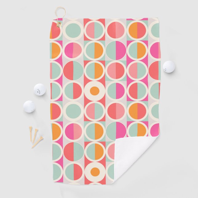 Toalla De Golf Modelo retro del círculo de las rosas fuertes (In situ)