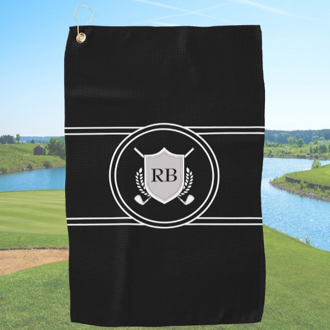 Toalla De Golf Modern Elegant Black Custom Monogram (Subido por el creador)