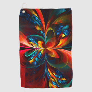 Toalla De Golf Modern Floral Resumen Art Naranja Patrón Azul #14