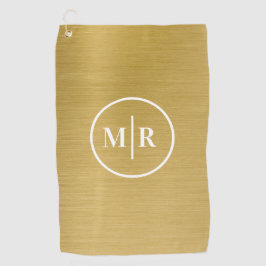 Toalla De Golf Modern Gold Metallic Monogram Golf