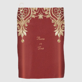 Toalla De Golf Modern Gold Red Floral Golf Towel