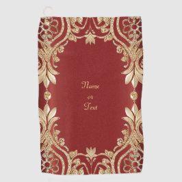 Toalla De Golf Modern Gold Red Floral Golf Towel
