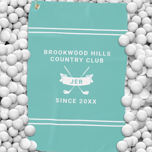 Toalla De Golf Modern Golfer Monogram Initials Golf Clubs Teal (Modern Golfer Monogram Initials Golf Clubs Teal Golf Towel)