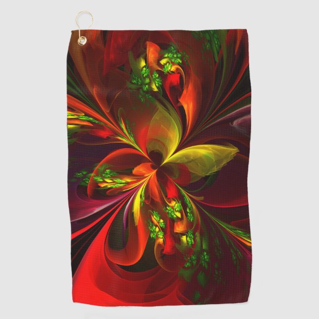 Toalla De Golf Modern Red Green Floral Abstract Art Pattern #05 (Anverso)