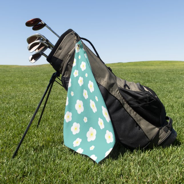 Toalla De Golf Modern Spring  aqua  gradient yellow flora pattern (Verde)