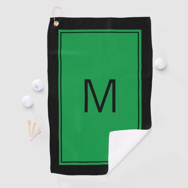 Toalla de golf moderna con monograma inicial en ne (In situ)