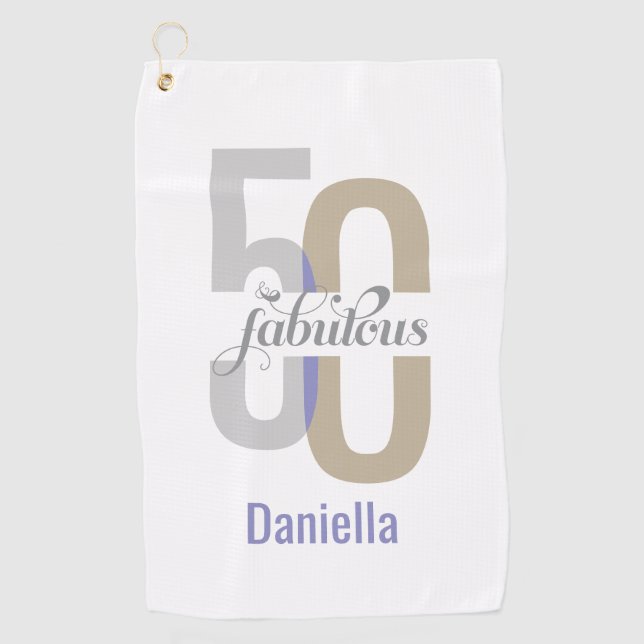 Toalla De Golf Moderno 50 y fabuloso 50 cumpleaños elegante (Anverso)