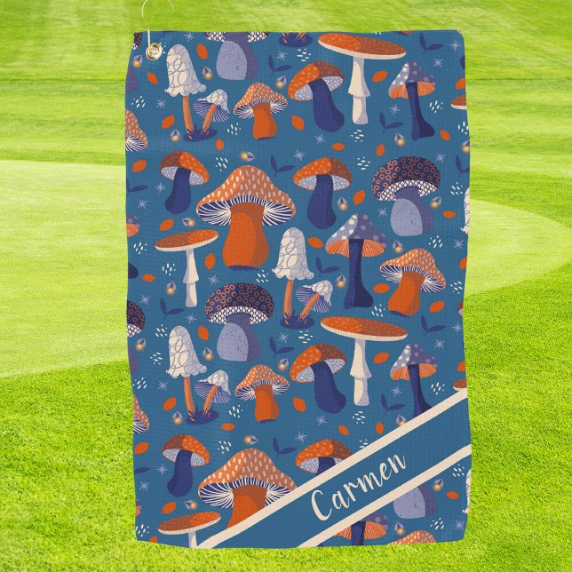 Toalla De Golf Moderno Chica Golfer del patrón de hongos Boho (Subido por el creador)