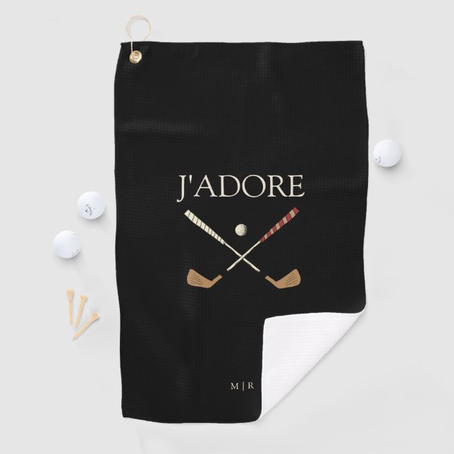Toalla De Golf Moderno J'adore I Love Golf Black (In situ)