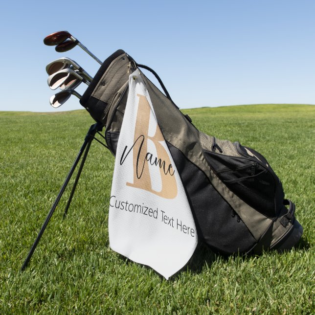 Toalla De Golf Moderno Monogramado Inicial B & Name Personalizado (Verde)