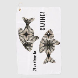 Toalla De Golf Moderno Pescado de estilo blanco negro personaliza