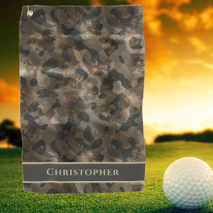 Toalla De Golf Moderno Retro Urbano Camo Golfer Nombre Monogramad