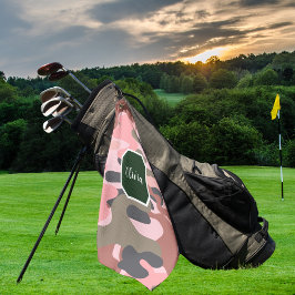 Toalla De Golf Moderno y elegante camuflaje rosa y verde, persona