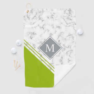 Toalla De Golf Moderno y elegante mármol verde en blanco monogra