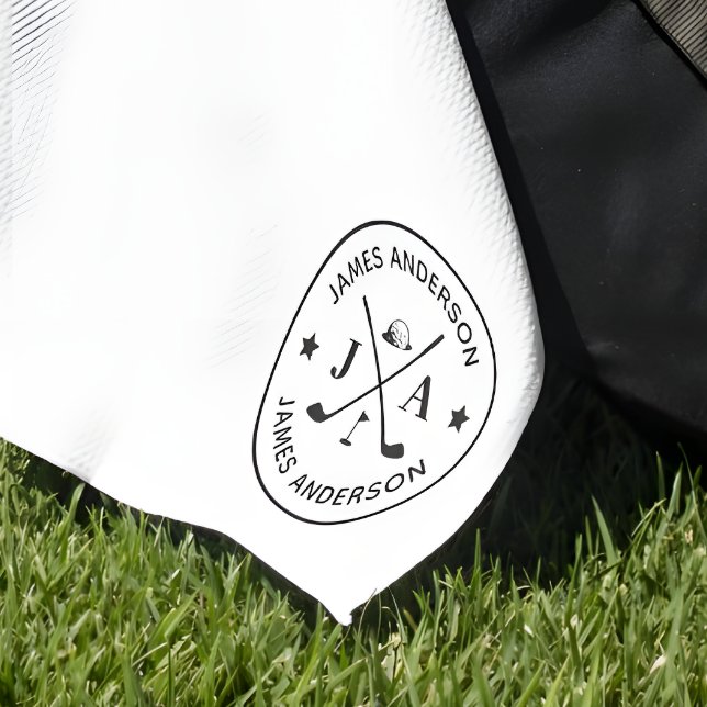 Toalla De Golf Moderno y elegante Monograma de golf y nombre pers (Subido por el creador)