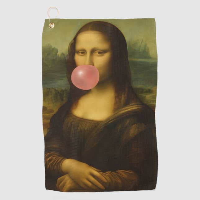 Toalla De Golf Mona Lisa Soplando Goma Rosa (Anverso)