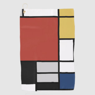 Toalla De Golf Mondrian Pintura de Plano Rojo Amarillo Azul Gris